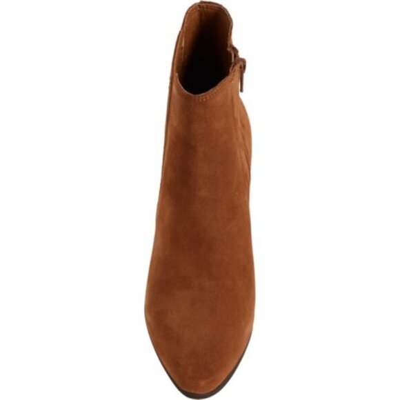 NWT $260 FRYE Sandra Cognac Brown Suede Heeled Western Chelsea Booties Sz 7.5 - Picture 4 of 10